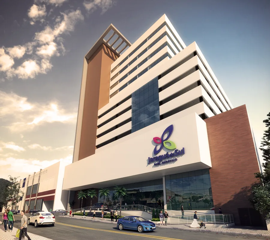 Segmento de compras e serviços Cassol Pré-Fabricados, estruturas robustas e modernas de concreto pré-fabricado para grandes projetos comerciais e de serviços